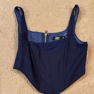 Tiger Mist Dark Blue Crop Top